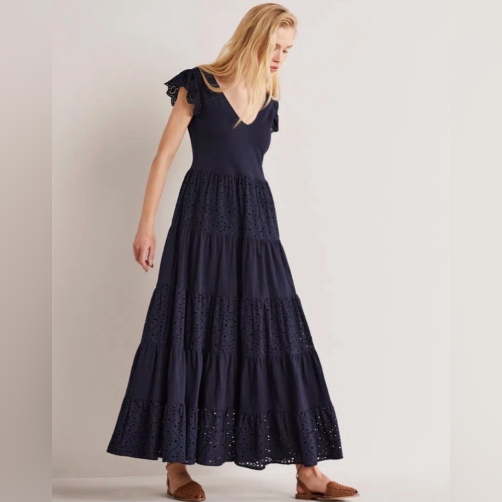 Boden Navy Eyelet Maxi Dress